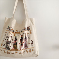 Original Homemade Small Crowddesign Retro Art Large Capacity Printed Canvas Bag Hand Single Shoulder Bag Womens Class Bag