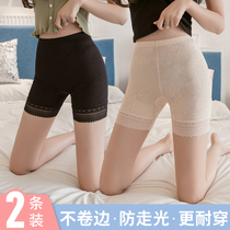 women's ice silk safety pants anti-shine summer ultra-thin non-rolling lace tight large high waist bottoming safety shorts