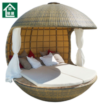 Outdoor Lying Bed Rattan Creative Bird Cage Nordic Clubhouse Hotel Sea View Room Eggshell Round Shading Casual Rattan Bed
