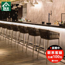 Bar Chair Cafe Nordic Bar Terrace American Iron Art High Foot Rattan OUTDOOR LIKE ROOM CREATIVE FURNITURE BAR CHAIR