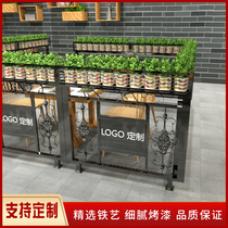 European-style wrought iron restaurant partition Green flower rack Bar aisle fence shelf Office guardrail screen railing