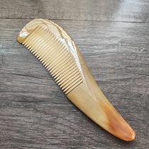 Famous angle craftsman old white buffalo horn comb fine tooth straight hair comb with old texture anti-static scalp massage comb
