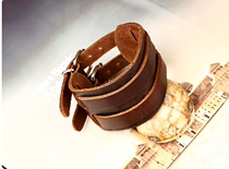 Fashion bracelet Europe and the United States wide leather double buckle bracelet Men and Women hipster punk leather trend trinkets street