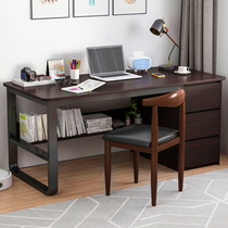  Steel-wood desk Computer desk Office desk and chair combination Simple home bedroom student corner writing desk Learning desk