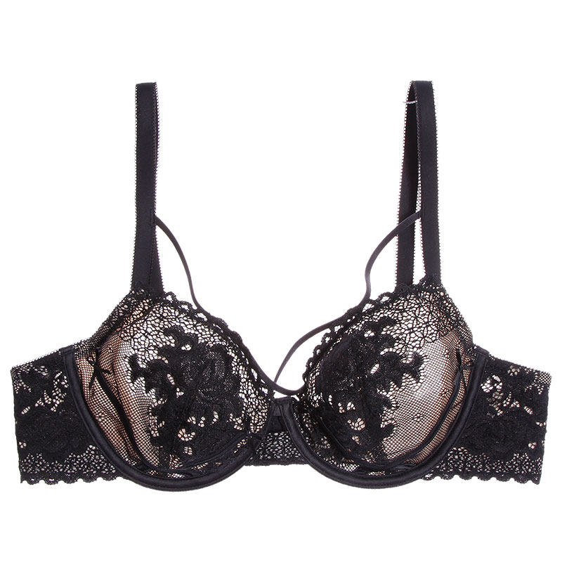 曼妮芬超薄文胸性感单层围女士内衣轻薄透气舒适大胸薄款20840384