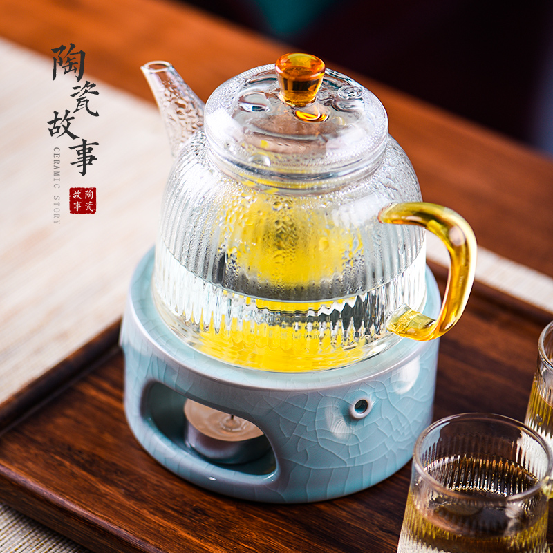 Based story Japanese warm tea exchanger with the ceramics heating insulation base flower tea sets accessories thermostatic treasure the teapot