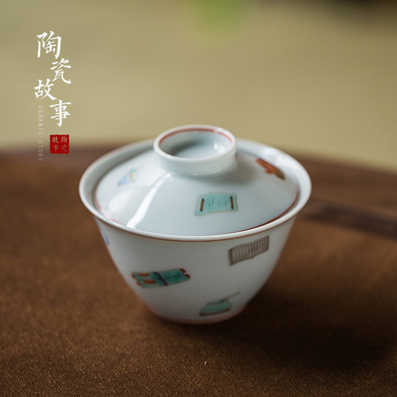 High - end checking hand - made ceramic story town tureen three tureen only a single green color four red hat to tureen