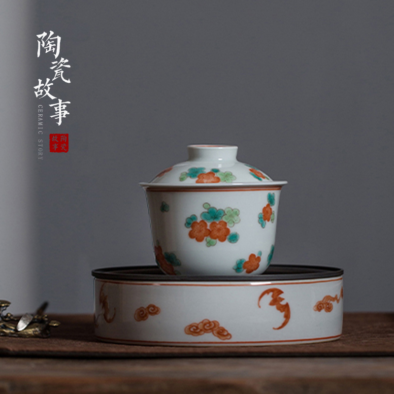 High - end checking hand - made ceramic story town tureen only three tureen green color yellow flower ChanHong tureen