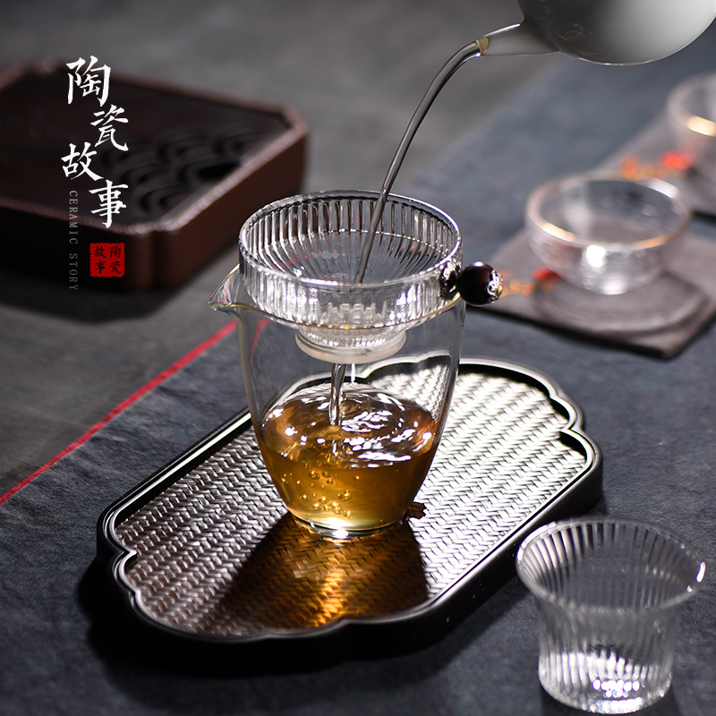 The Filter creative Japanese vertical stripes story glass) exchanger with the ceramics high temperature resistant) gauze tea accessories