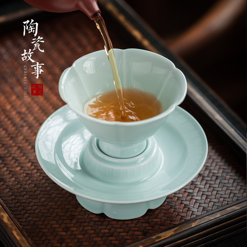 Ceramic story shadow oolong tea light masters cup cup with lace in southern song dynasty contracted household kung fu tea set