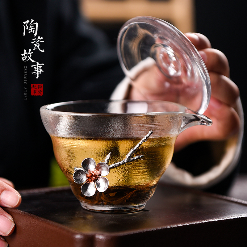 Ceramic story glass sample tea cup tureen suit Japanese thickening with tin hammer kung fu tea cups fair keller