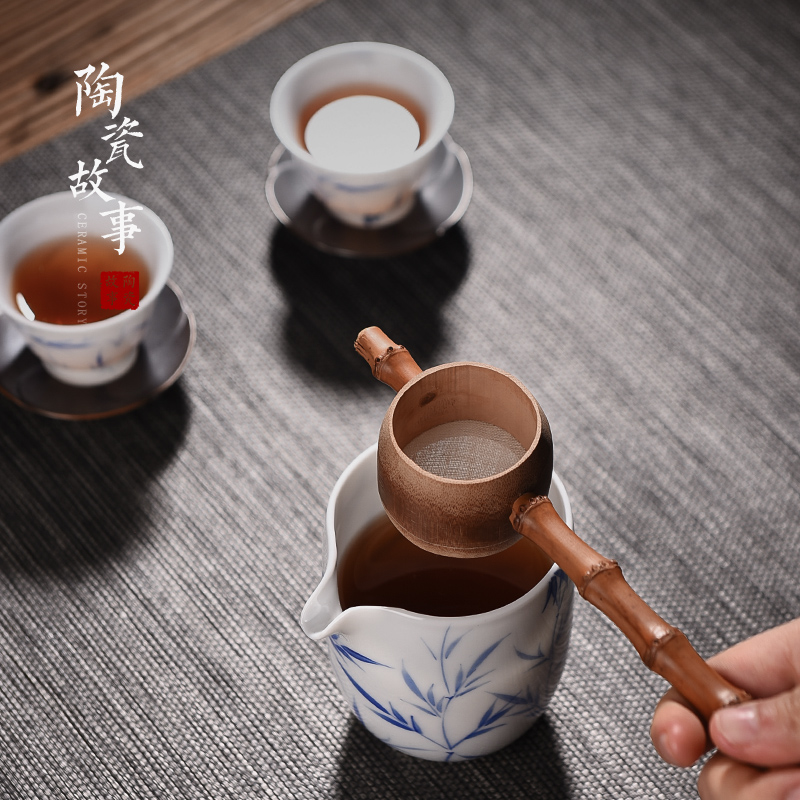 Ceramic stories) creative superfine tea filter an artifact integrated manual tea strainer Japanese bamboo tea net