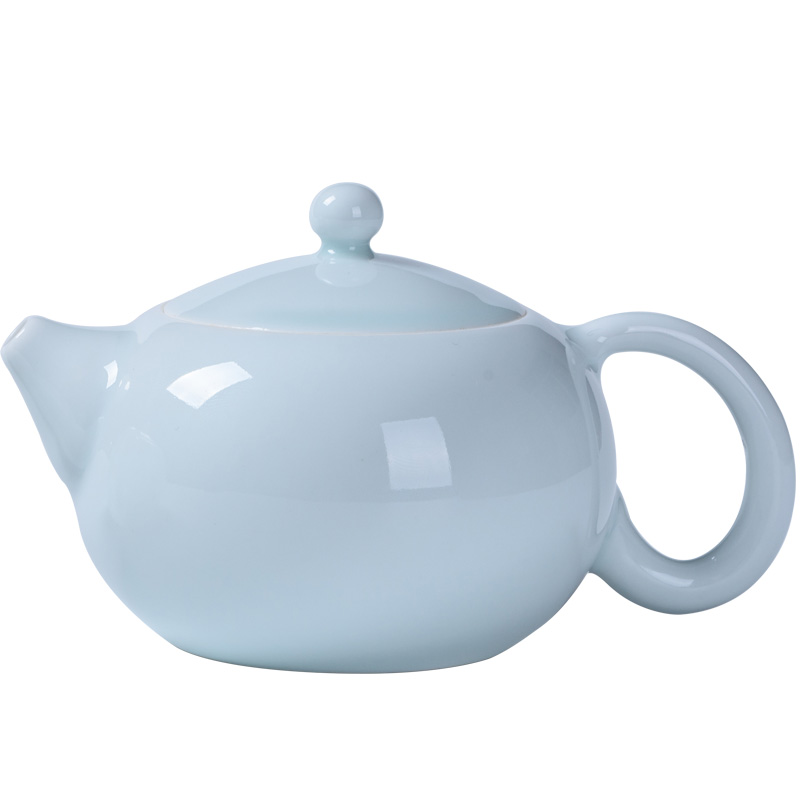 Sweet white glazed ceramic story ball hole, xi shi pot of filtering household white porcelain tea teapot tea by hand