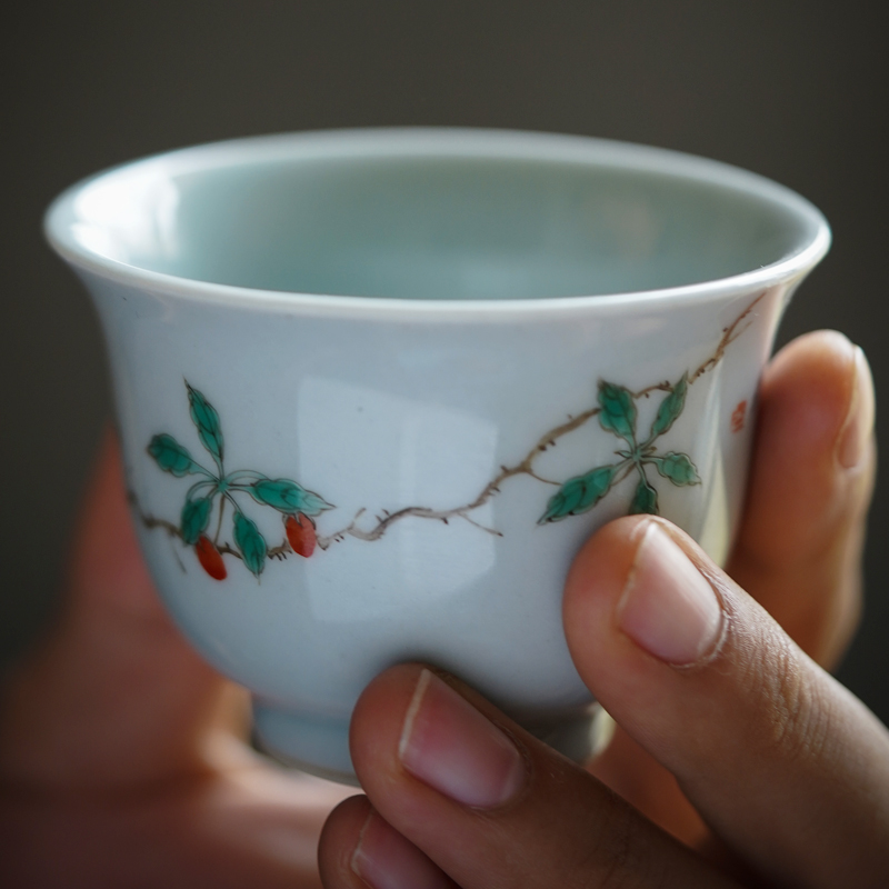 Antique imitation song dynasty style typeface ceramic story all hand hand draw colorful orchid pomegranate medlar tea cup tea cups