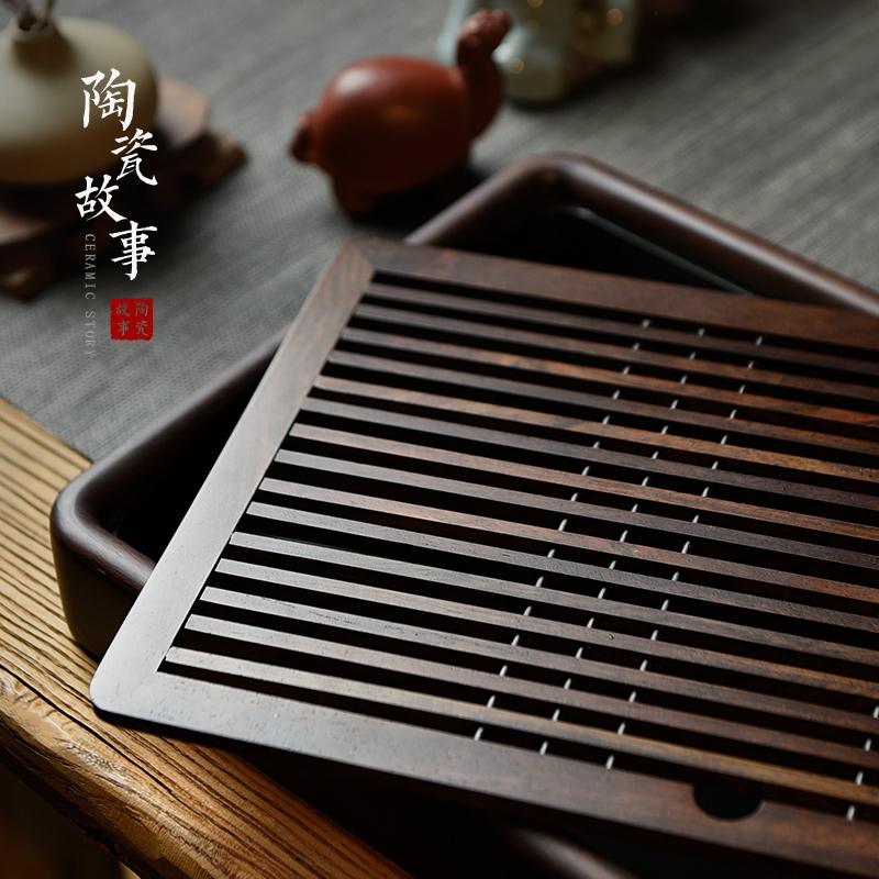 Ceramic story home small tea table plate of I and contracted drop ground dry terms wood kung fu tea set solid wood pallets