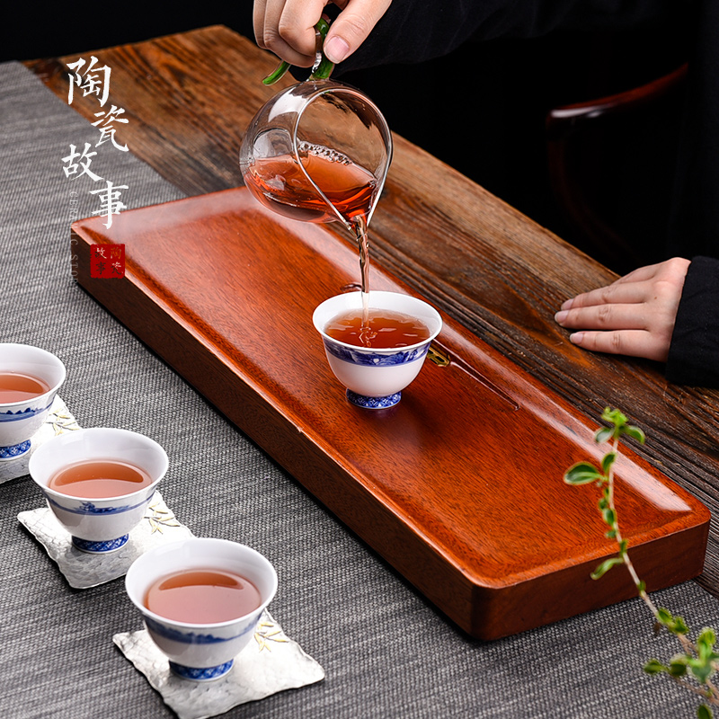 Ceramic story real wood dry Taiwan tea tray was water drainage saucer household contracted tea sea small kung fu tea set