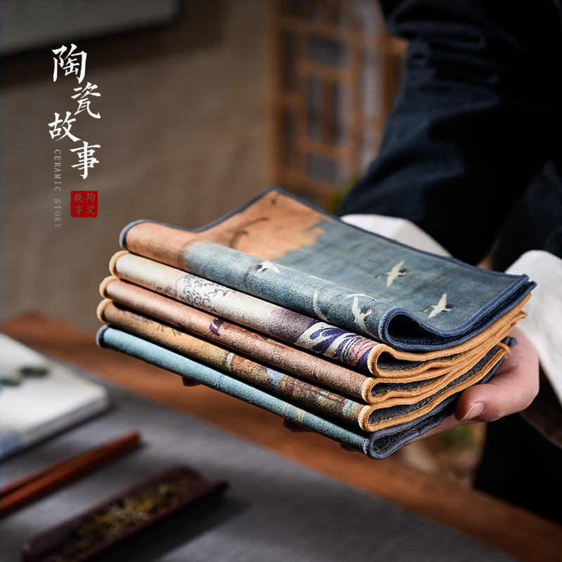 Ceramic suction high - grade small story tea towel cloth in Japanese tea table a pot of tea table, tea table cloth towel towel pad