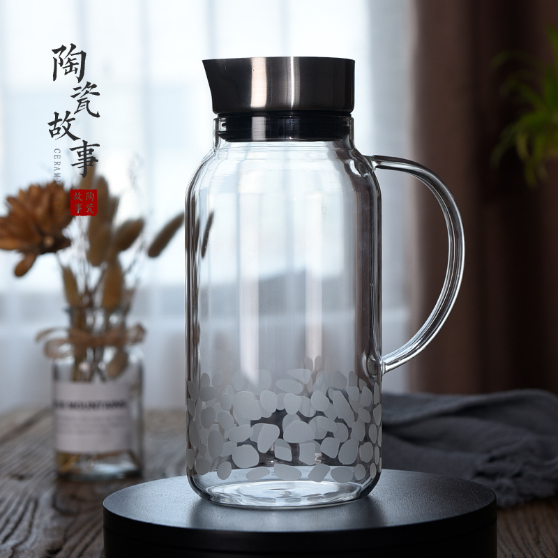 Cold water bottle glass ceramic story high temperature resistant household cool bottle Nordic creative Cold boiled water kettle cup suit