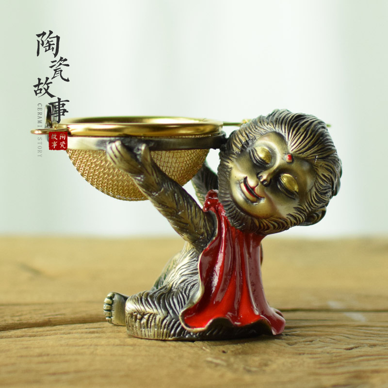 Stainless steel, ceramic stories) Japanese kung fu tea tea filter accessories spirit monkey copper base