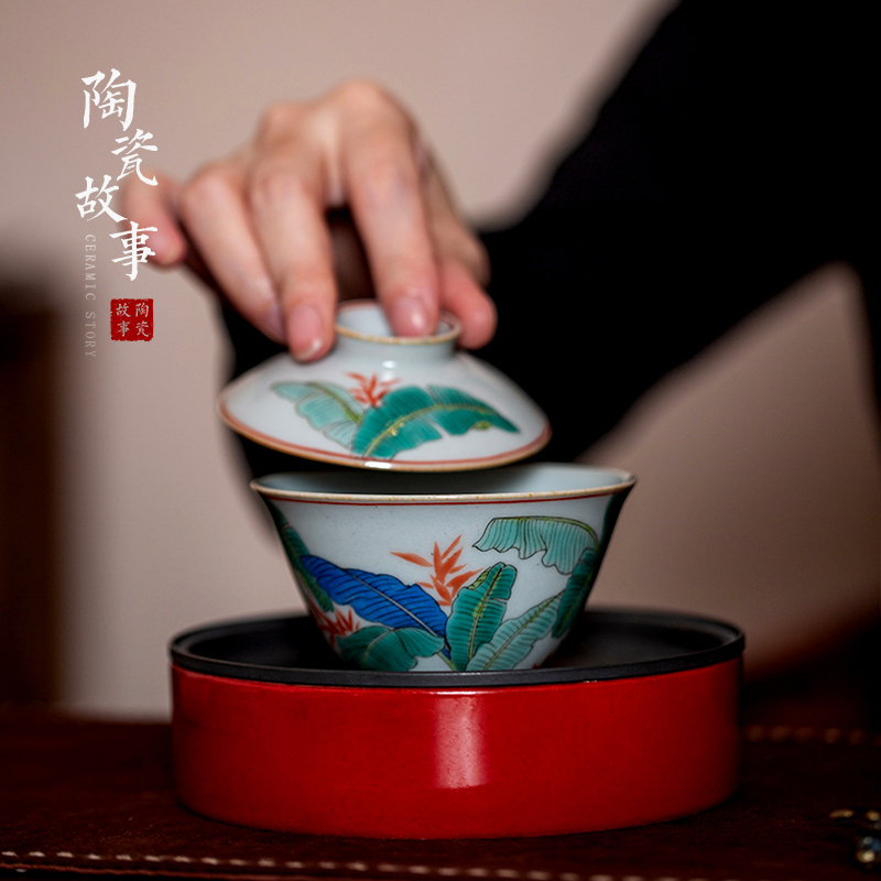 High - end checking hand - made ceramic story town tureen three tureen single jingdezhen pure hand - made tureen