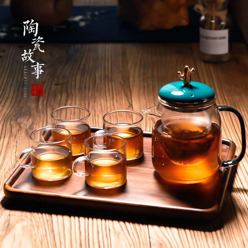 Ceramic story glass teapot high - temperature thickening household filter teapot Ceramic flower pot set