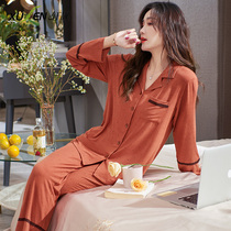 Modal cotton pajamas for ladies spring and autumn thin long sleeves womens loose soft can be worn outside the loungewear set