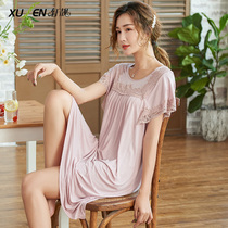 Nightdress ladies summer thin short-sleeved modal womens mom summer pajamas dress spring summer loungewear