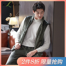 Coral velvet vest pajamas men autumn and winter thick vest jacket mens flannel warmth can wear housewear