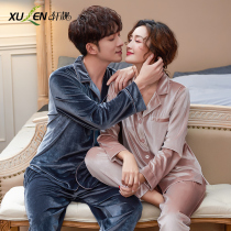 Couples pajamas ladies autumn gold velvet spring and autumn thick sleeves mens autumn and winter new velvet homewear set