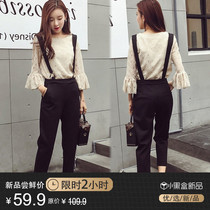 Short and small man early autumn 2021 with high new womens fashion foreign style age reduction belt pants two-piece suit