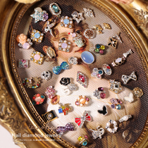 Pearl bow nail jewelry Retro skull opal rhinestone nail decoration accessories set combination 446