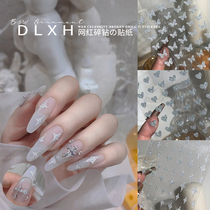 Net Red Broken Diamond Loving Beauty Nail Sticker 2022 New Ultra Shiny Silver Powder Small Bear Star Mango Butterfly Back Adhesive Nail Appliquer