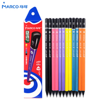 Marco 9008 Black wood triangle rod pencil HB primary school student pencil Safety non-toxic childrens pencil 12 pcs