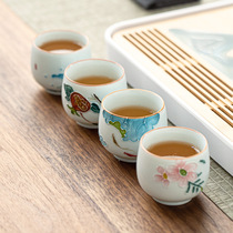 Ceramic hand-painted kung fu tea cup household tea cup large relief Japanese small tea bowl master cup single cup
