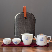 Hand Painted Express Guest Cup One Pot two-cup Japanese style travel Gongfu Tea kit Outdoor onboard minimalist tea maker Kettle Duo