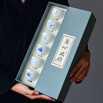 Tea cup kung fu tea single master cup hand-painted gold white porcelain small tea cup household ceramic tea set tea cup set