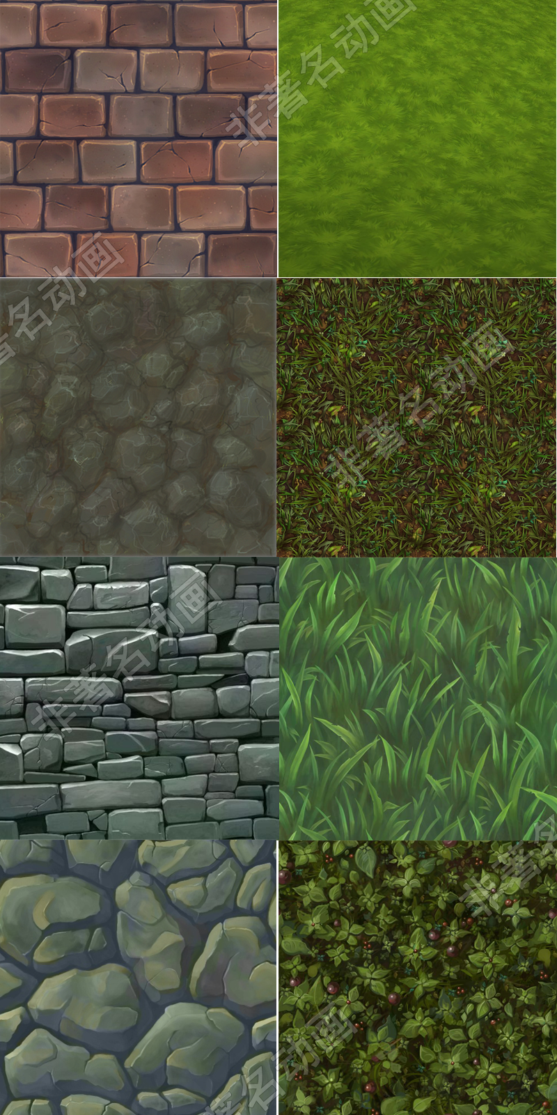 游戏美术资源卡通q版手绘场景地表贴图 山石材质maya贴图