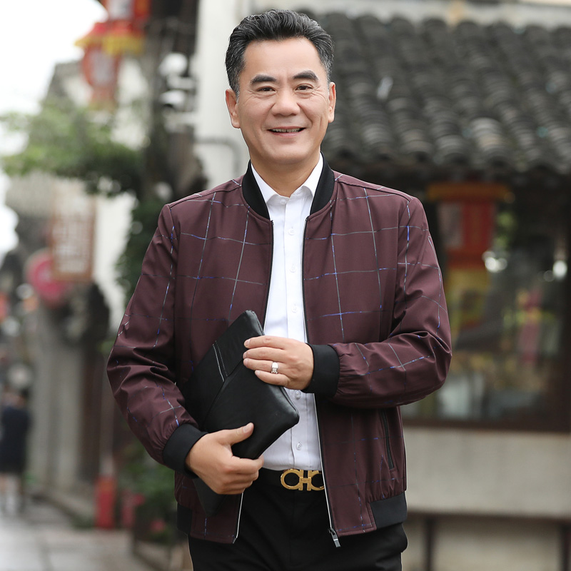 男士外套休闲春秋夹克薄款秋季40中年男装爸爸装外衣男50岁60