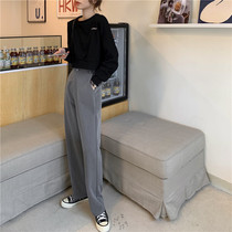 Suit pants womens straight loose 2021 spring new high waist hanging thin wide leg mopping casual spring and autumn pants