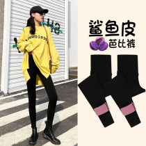 Sharkskin leggings women wear autumn and winter high-waisted tight stretch Barbie flying thin legs velvet thickened trousers
