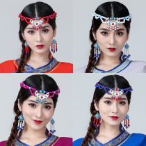 Mongolian performance headdress string beads handmade ethnic performance dance costume accessories new Mongolian headgear women