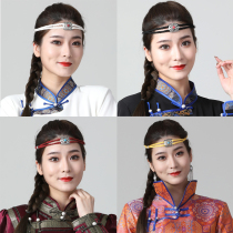New Mongolian strap dance performance Ethnic minority wind handmade leather rope Adult children Mongolian hair band headdress