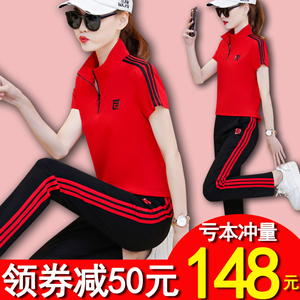 夏季女士短袖运动服卫衣休闲套装女夏天春秋2019新款潮宽松两件套