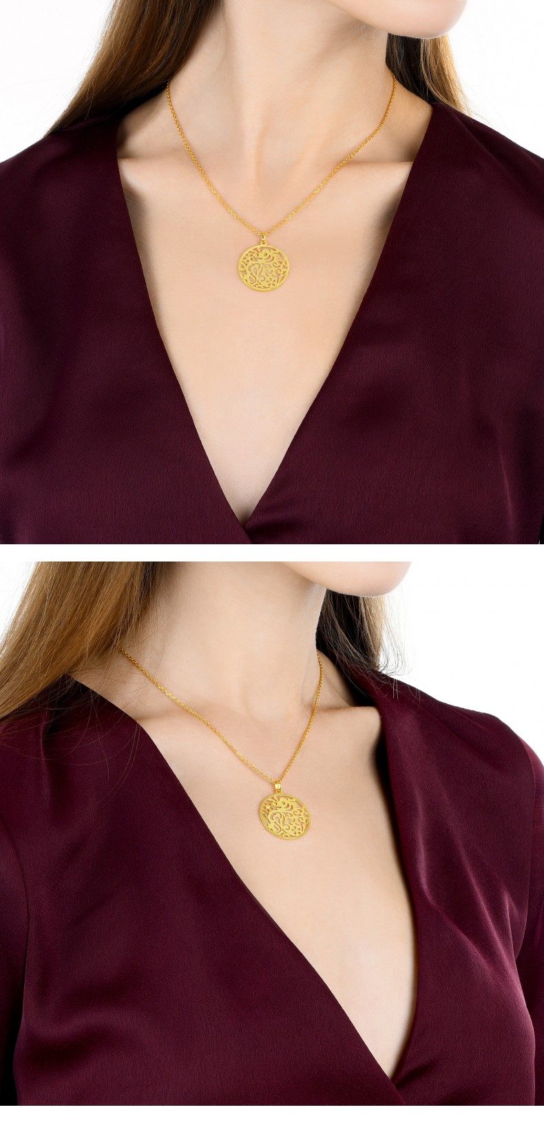 周生生黄金足金通花剪纸龙吊坠不含项链89275p计价