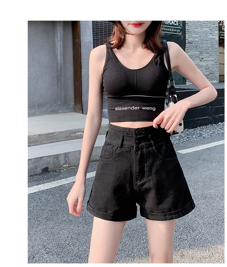 实拍3663黑色牛仔短裤女超高腰显瘦夏季新款a字宽松齐腰控价39