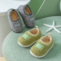 Childrens cotton slippers autumn and winter boys indoor non-slip soft thick bottom girls children cute home wool shoes