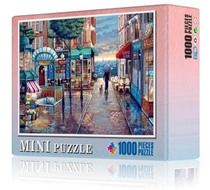 High difficulty Mini 1000 pieces jigsaw puzzle adult decompression turquoise toy cartoon Cartoon Gift Romantic town