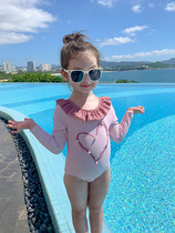 2022 New Child Swimsuit Girls in Childrens Lift Sun - Press Sun - Press Sun - Summer in Korea Spa Swimsuit