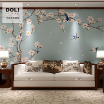 New Chinese Classical fresco non-woven wall paper American Living Room Oil Canvas TV Background Wall Genguan Wall Cloth 066