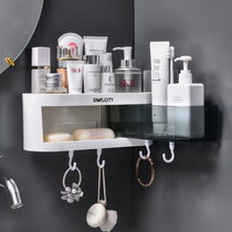 Punch-free toilet rack bathroom wash table wall suction wall rotating triangle wall hanging toilet storage rack